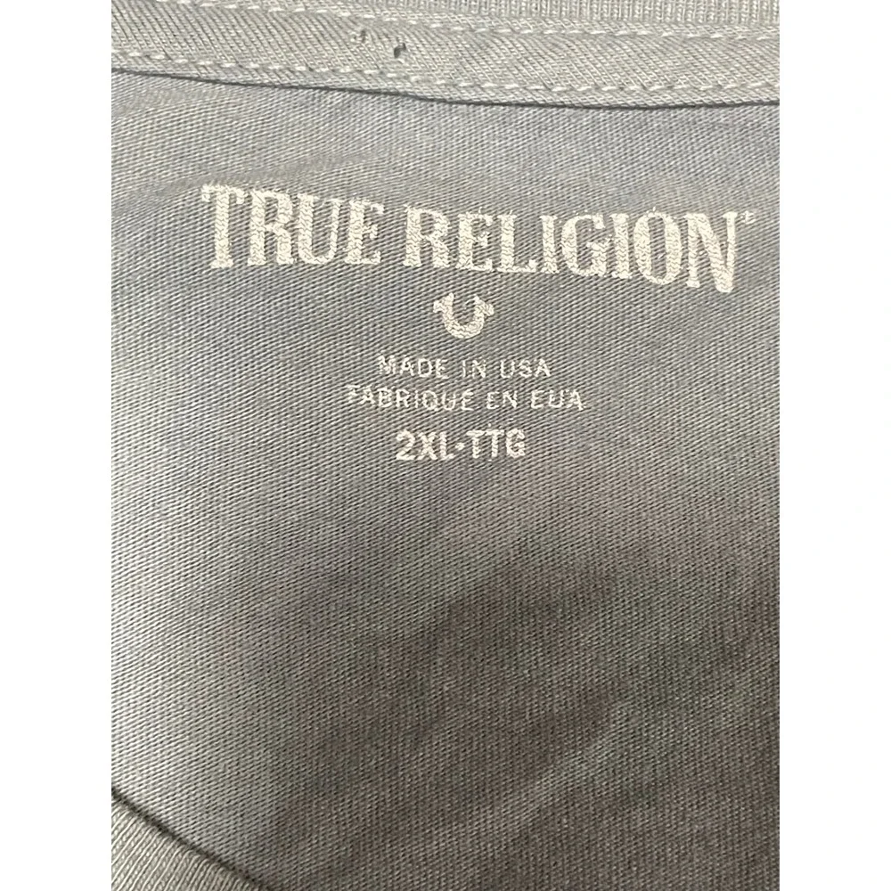 True Religion Mens TR LA Graphic T-Shirt Slate Blue Gray 2XL Made in USA